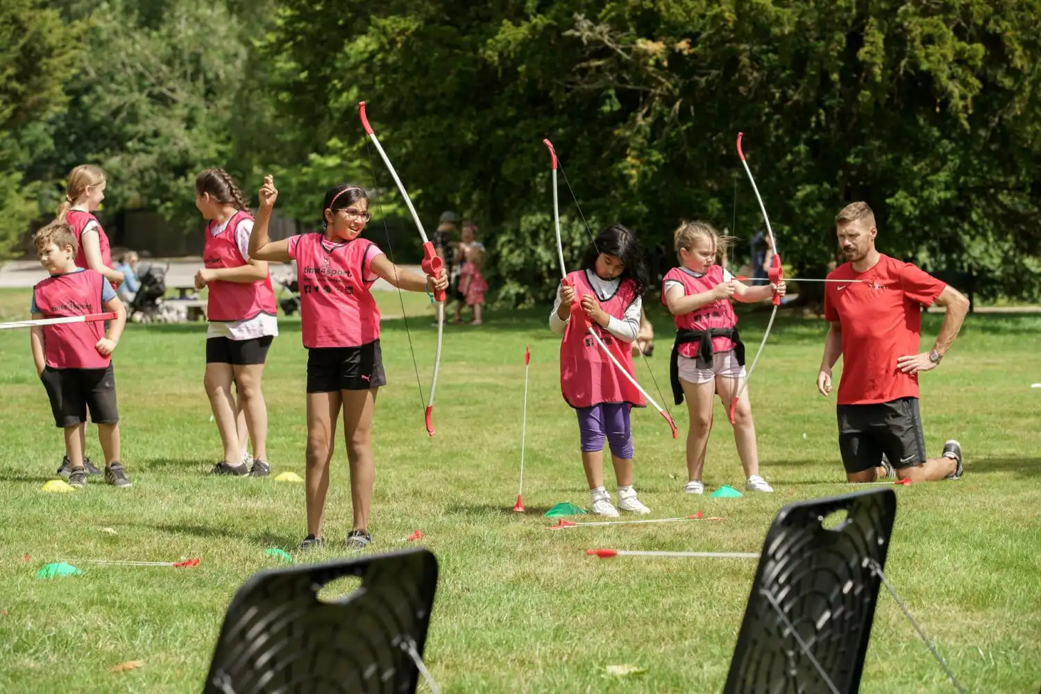 children at time4sport trentham gardens kids camp with archery bow