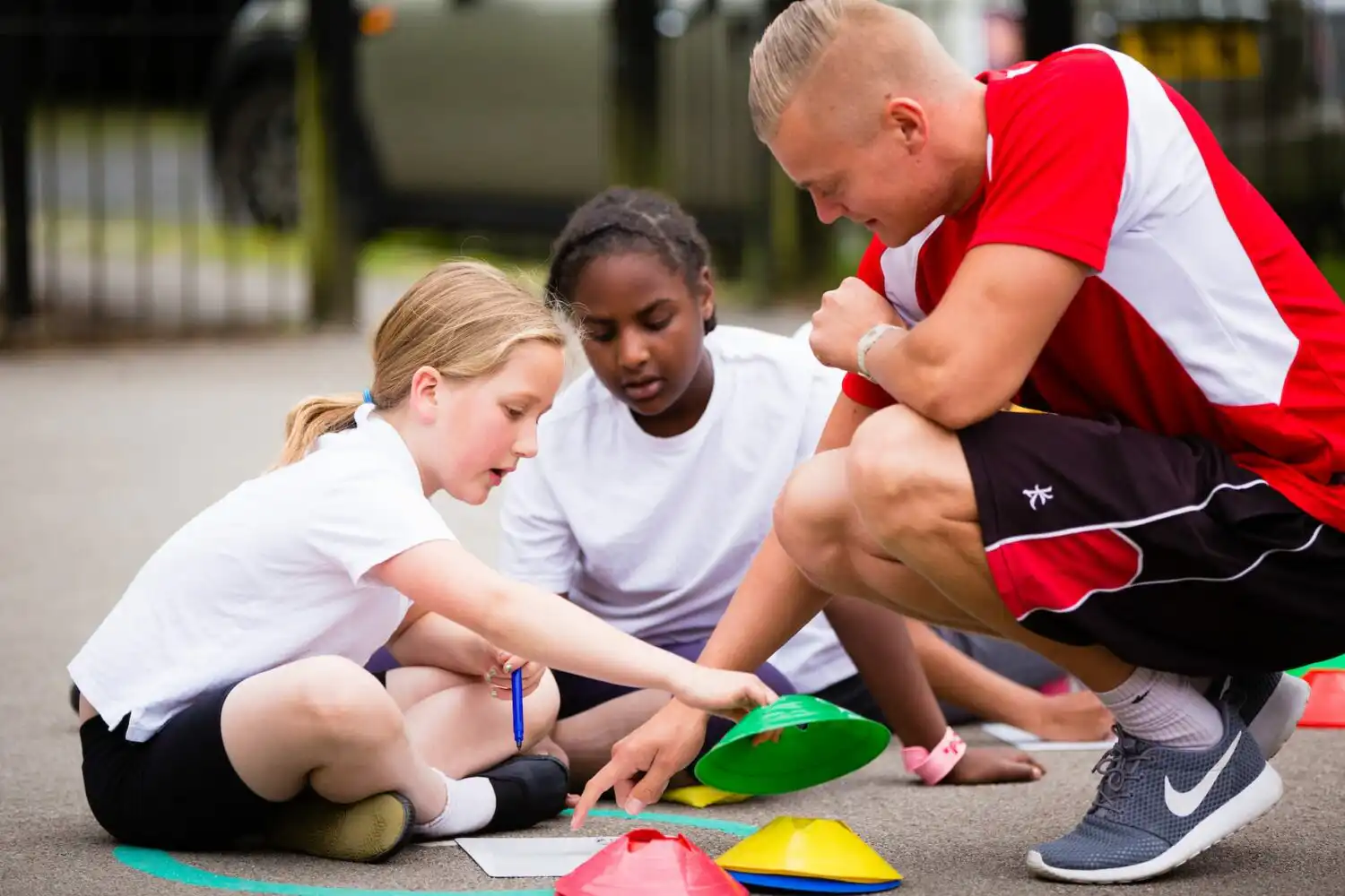 maths on the move children writing with educator